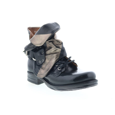 A.S. 98 Sebby Womens Black Leather Hook & Loop Ankle & Booties Boots