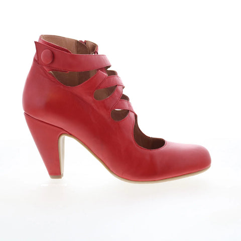 Miz Mooz Sedona Womens Red Leather Zipper Strap Heels Shoes