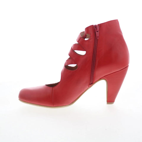 Miz Mooz Sedona Womens Red Leather Zipper Strap Heels Shoes