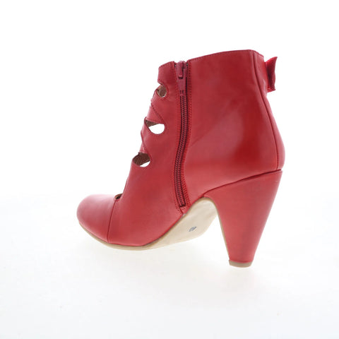 Miz Mooz Sedona Womens Red Leather Zipper Strap Heels Shoes