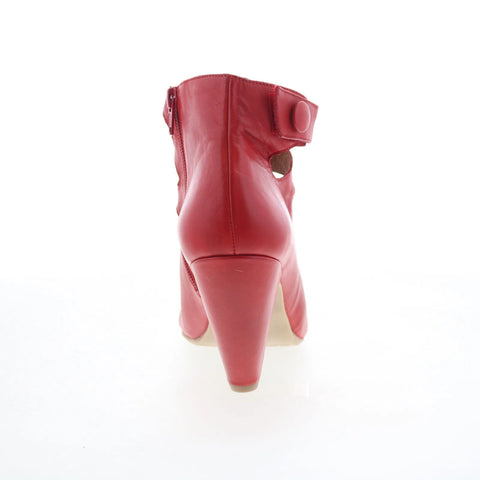 Miz Mooz Sedona Womens Red Leather Zipper Strap Heels Shoes