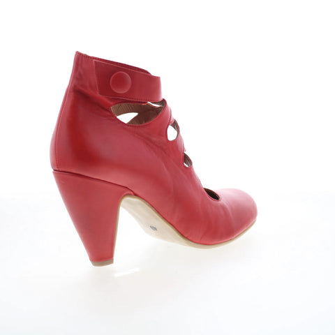 Miz Mooz Sedona Womens Red Leather Zipper Strap Heels Shoes