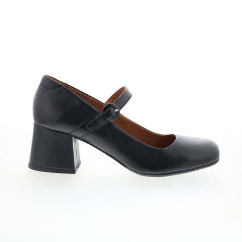 Miz Mooz Seely Womens Black Leather Hook & Loop Pumps Heels Shoes