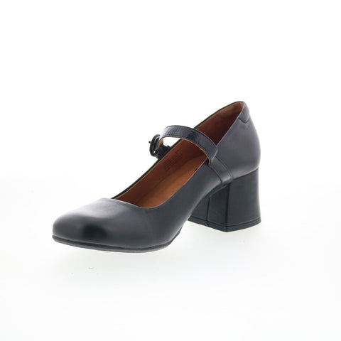 Miz Mooz Seely Womens Black Leather Hook & Loop Pumps Heels Shoes