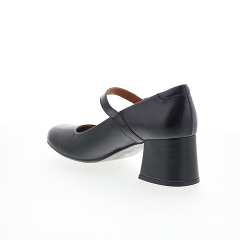 Miz Mooz Seely Womens Black Leather Hook & Loop Pumps Heels Shoes