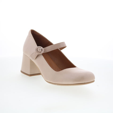Miz Mooz Seely Womens Beige Leather Hook & Loop Pumps Heels Shoes