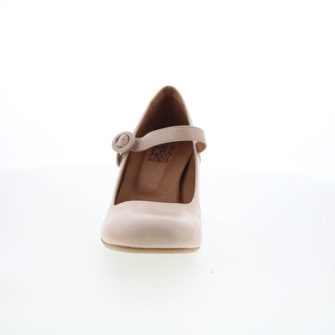 Miz Mooz Seely Womens Beige Leather Hook & Loop Pumps Heels Shoes