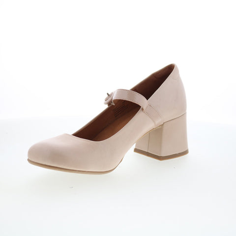 Miz Mooz Seely Womens Beige Leather Hook & Loop Pumps Heels Shoes