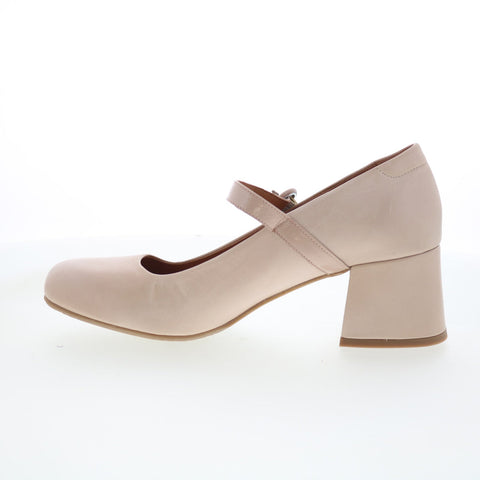 Miz Mooz Seely Womens Beige Leather Hook & Loop Pumps Heels Shoes