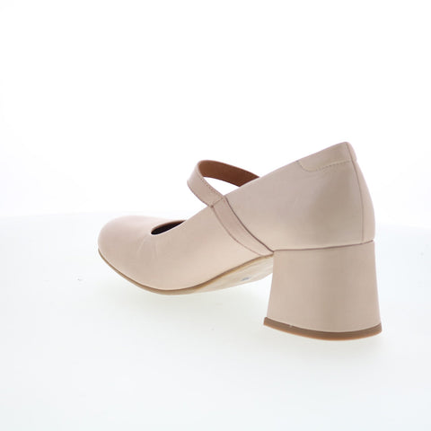 Miz Mooz Seely Womens Beige Leather Hook & Loop Pumps Heels Shoes