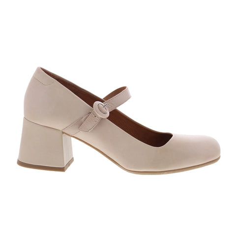 Miz Mooz Seely Womens Beige Leather Hook & Loop Pumps Heels Shoes