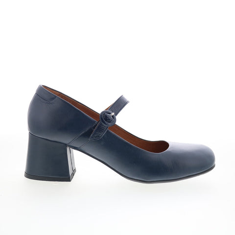Miz Mooz Seely Womens Blue Leather Hook & Loop Pumps Heels Shoes