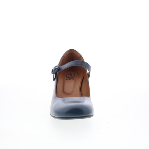 Miz Mooz Seely Womens Blue Leather Hook & Loop Pumps Heels Shoes