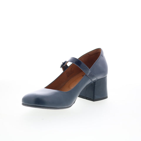 Miz Mooz Seely Womens Blue Leather Hook & Loop Pumps Heels Shoes