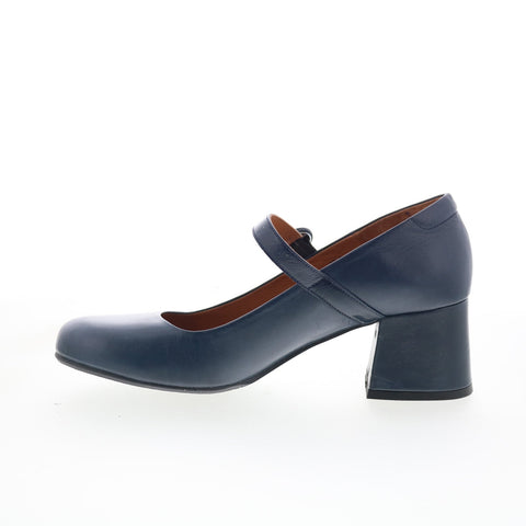 Miz Mooz Seely Womens Blue Leather Hook & Loop Pumps Heels Shoes