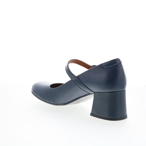 Miz Mooz Seely Womens Blue Leather Hook & Loop Pumps Heels Shoes