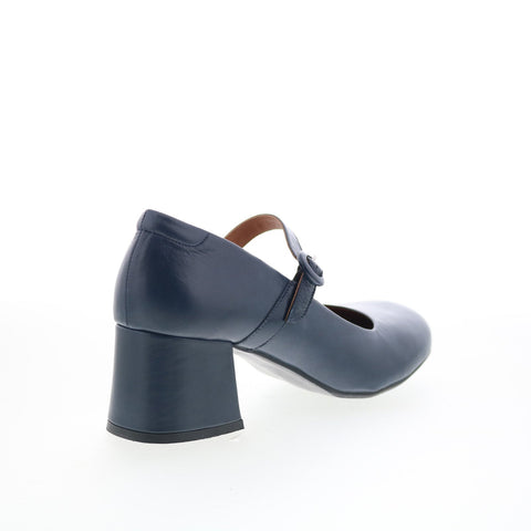 Miz Mooz Seely Womens Blue Leather Hook & Loop Pumps Heels Shoes