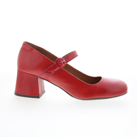 Miz Mooz Seely Womens Red Leather Hook & Loop Pumps Heels Shoes