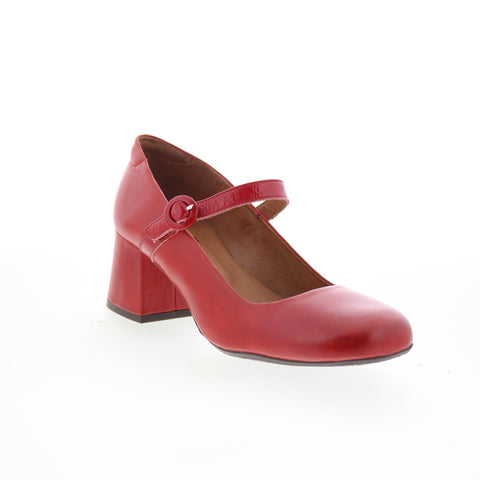 Miz Mooz Seely Womens Red Leather Hook & Loop Pumps Heels Shoes