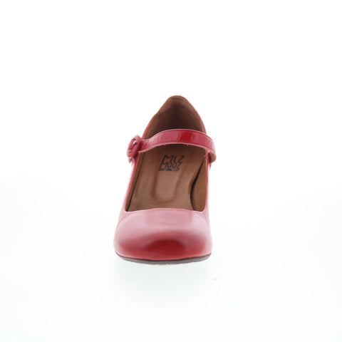 Miz Mooz Seely Womens Red Leather Hook & Loop Pumps Heels Shoes
