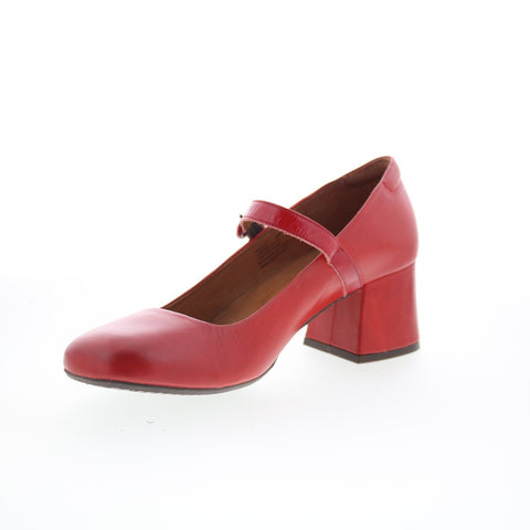 Miz Mooz Seely Womens Red Leather Hook & Loop Pumps Heels Shoes