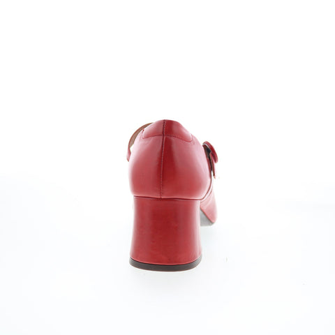 Miz Mooz Seely Womens Red Leather Hook & Loop Pumps Heels Shoes