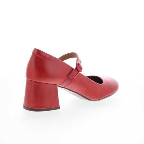 Miz Mooz Seely Womens Red Leather Hook & Loop Pumps Heels Shoes