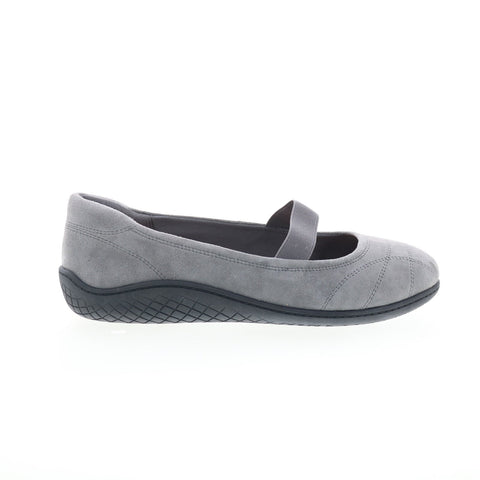 Easy Spirit Gold SEGOLD Womens Gray Extra Wide Suede Mary Jane Flats Shoes