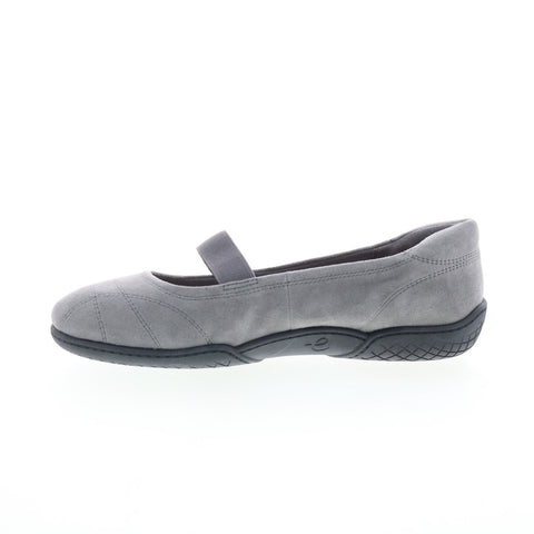 Easy Spirit Gold SEGOLD Womens Gray Extra Wide Suede Mary Jane Flats Shoes