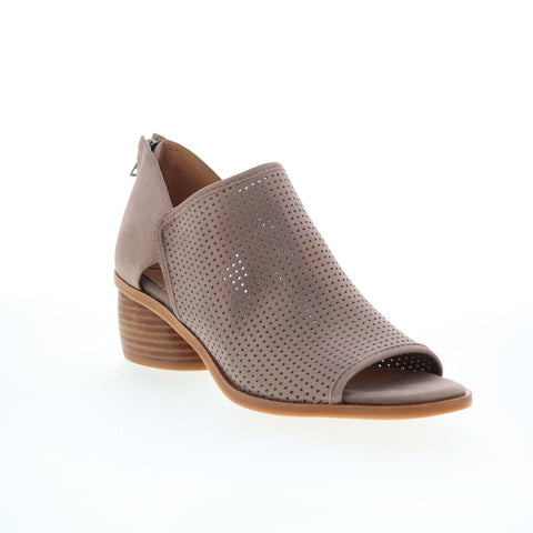 Sofft Carleigh SF00515 Womens Brown Leather Zipper Heeled Sandals Shoes