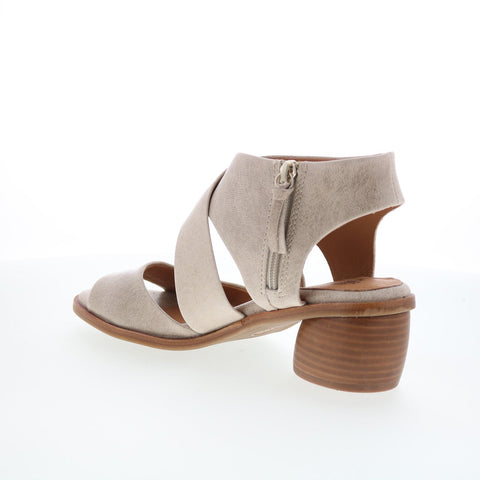 Sofft Camille SF00759 Womens Gray Leather Zipper Heeled Sandals Shoes