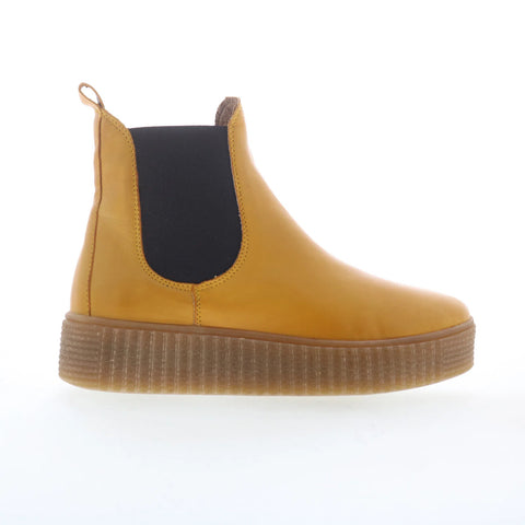 Miz Mooz Shaniece Womens Yellow Leather Slip On Chelsea Boots