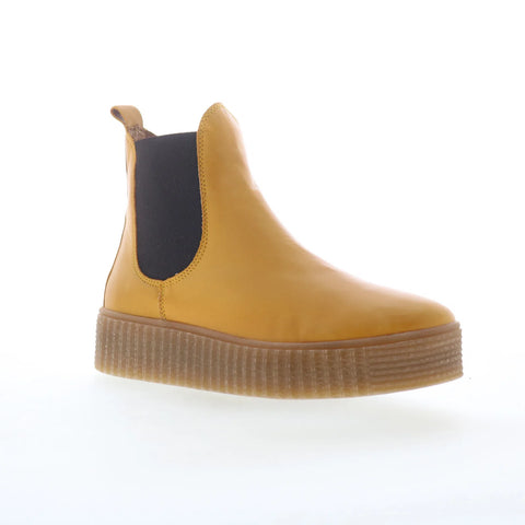 Miz Mooz Shaniece Womens Yellow Leather Slip On Chelsea Boots
