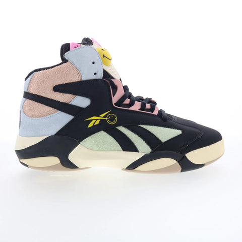 Reebok Shaq Attaq Mens Black Suede Lace Up Athletic Basketball Shoes