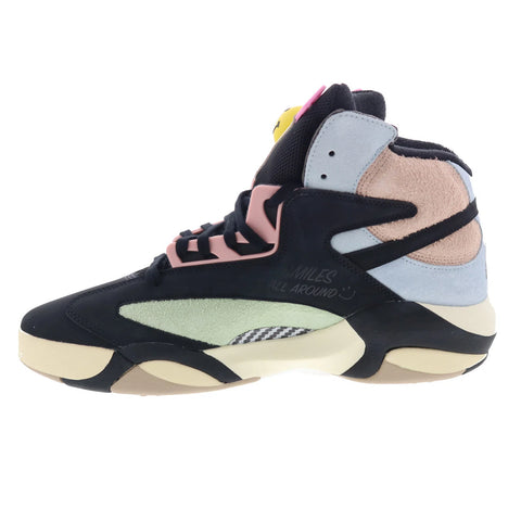 Reebok Shaq Attaq Mens Black Suede Lace Up Athletic Basketball Shoes