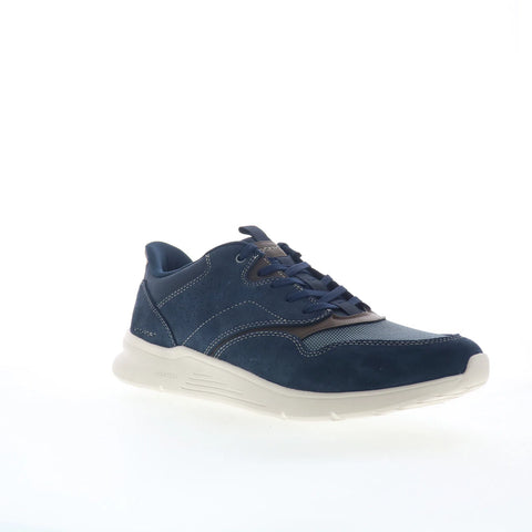 Rockport Shawn RMSHAWN Mens Blue Wide Suede Lace Up Lifestyle Sneakers Shoes