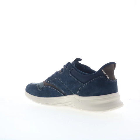 Rockport Shawn RMSHAWN Mens Blue Wide Suede Lace Up Lifestyle Sneakers Shoes