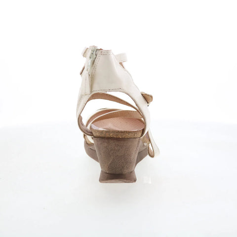 Miz Mooz Shay Womens Beige Leather Zipper Wedges Sandals Shoes