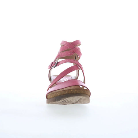 Miz Mooz Shay Womens Pink Leather Zipper Wedges Sandals Shoes