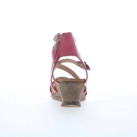 Miz Mooz Shay Womens Pink Leather Zipper Wedges Sandals Shoes