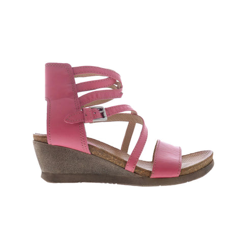 Miz Mooz Shay Womens Pink Leather Zipper Wedges Sandals Shoes