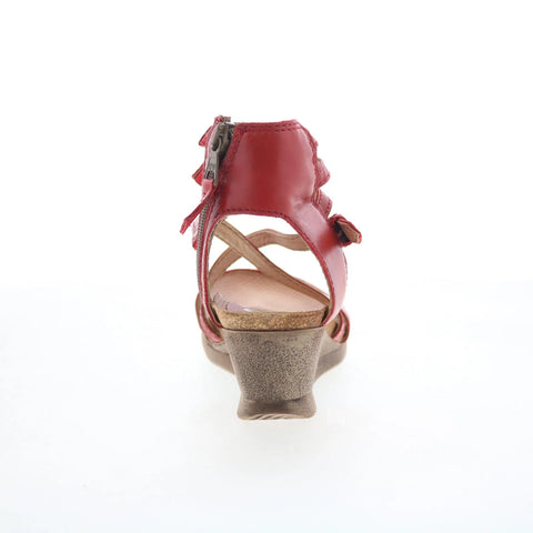 Miz Mooz Shay Womens Red Leather Zipper Wedges Sandals Shoes