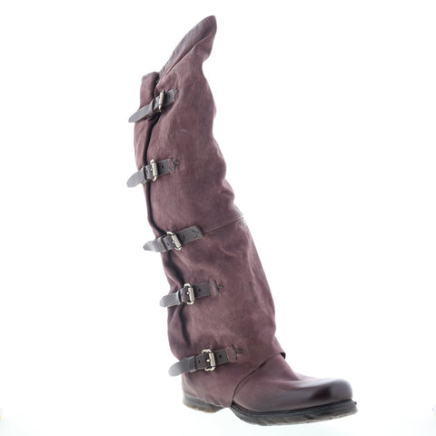 A.S. 98 Shaylynn Womens Burgundy Leather Hook & Loop Knee High Boots