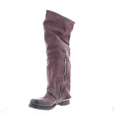 A.S. 98 Shaylynn Womens Burgundy Leather Hook & Loop Knee High Boots