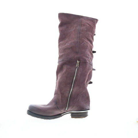 A.S. 98 Shaylynn Womens Burgundy Leather Hook & Loop Knee High Boots