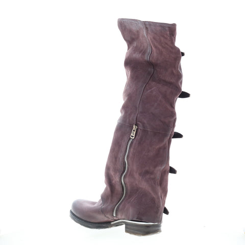 A.S. 98 Shaylynn Womens Burgundy Leather Hook & Loop Knee High Boots