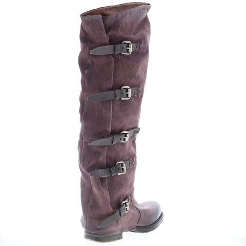 A.S. 98 Shaylynn Womens Burgundy Leather Hook & Loop Knee High Boots
