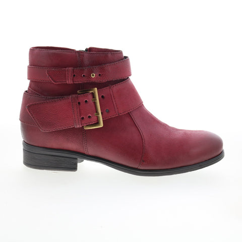 Miz Mooz Shermie Womens Red Leather Zipper Ankle & Booties Boots