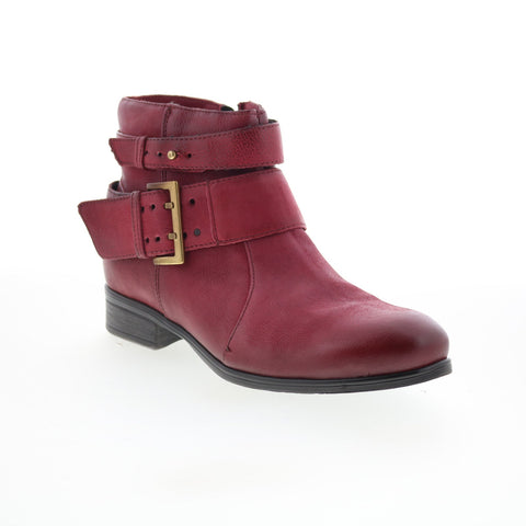 Miz Mooz Shermie Womens Red Leather Zipper Ankle & Booties Boots