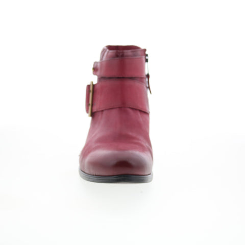 Miz Mooz Shermie Womens Red Leather Zipper Ankle & Booties Boots